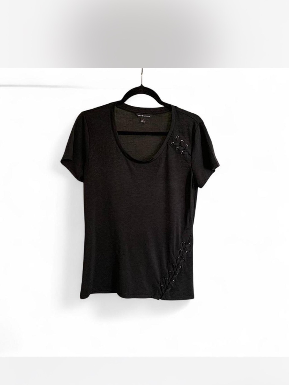 Goth Party Rock & Republic Black Short-Sleeve Lace-Up Tee